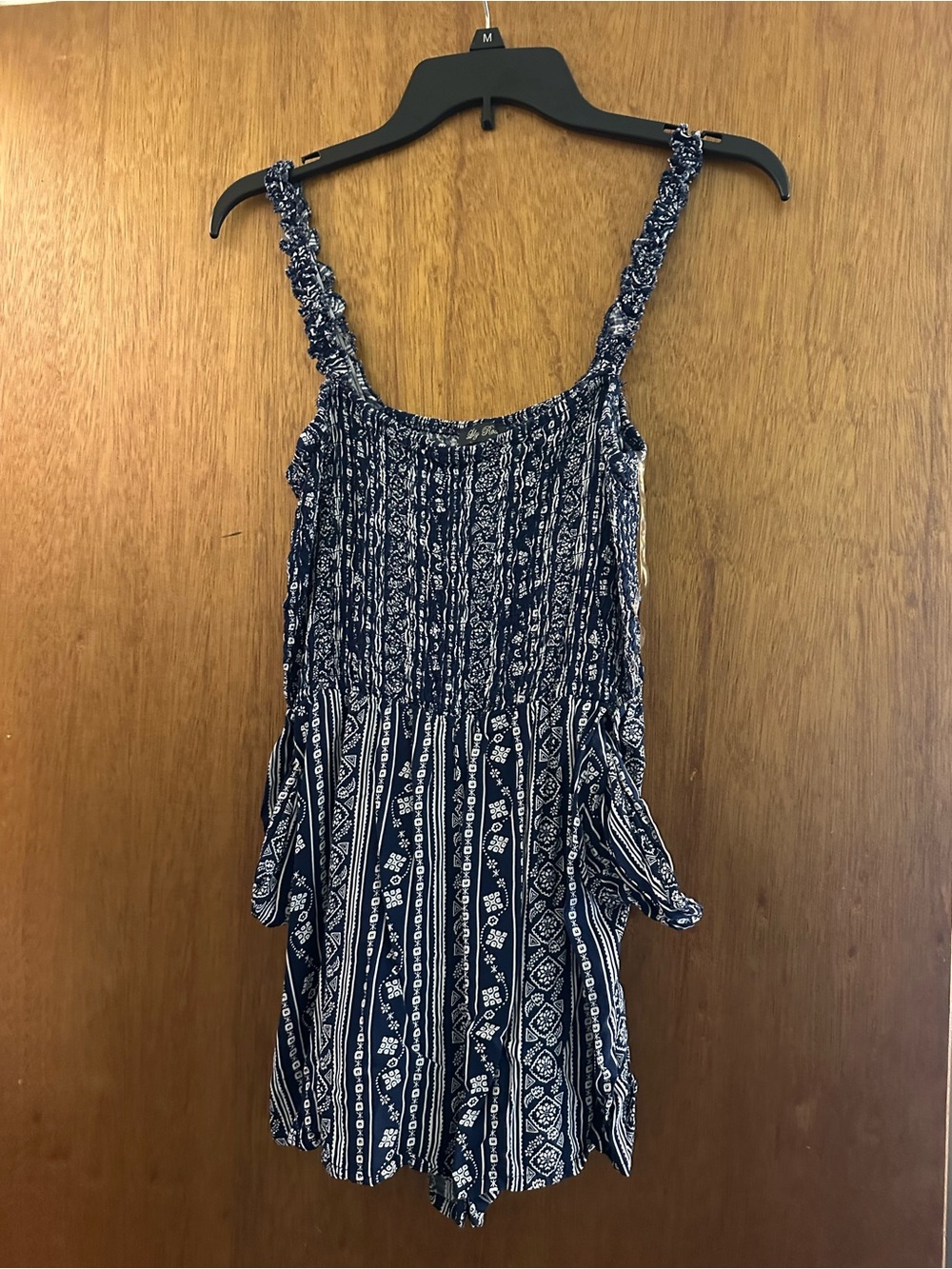 Lily Rose Navy and White Smocked Romper